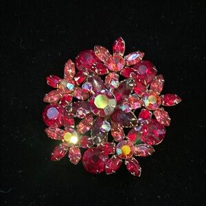Vintage Elegant Red Floral Brooch